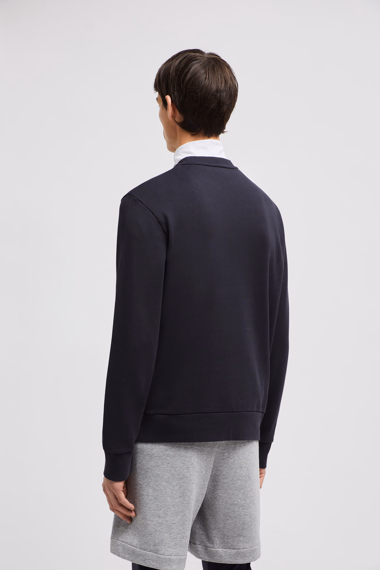 Sweat en coton avec logo Hommes Bleu Nuit Moncler 5